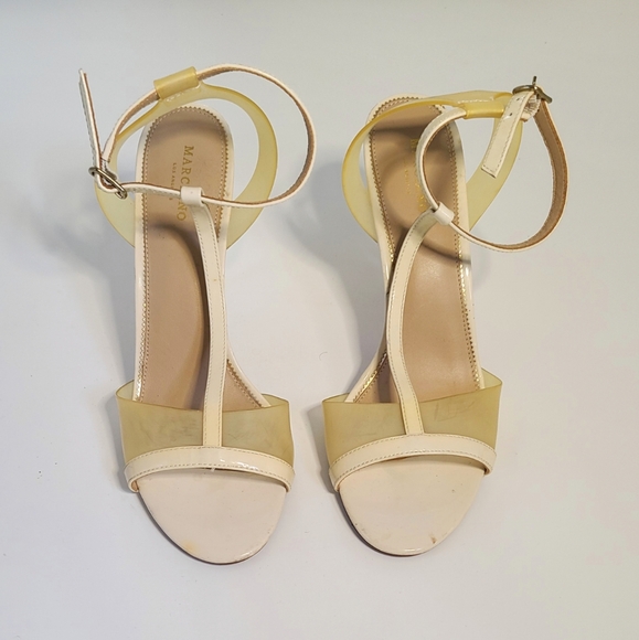 Marciano cream and pvc t strap cut-out leather heels size 41 - Picture 2 of 6
